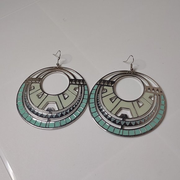Large Heavy Round Dangle Earrings - Picture 1 of 10